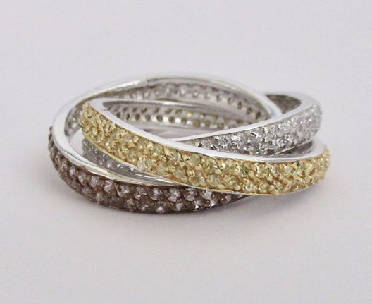 NIEUW Zilveren 3-in-1 ring zirkonia 3kleuren, INCLUSIEF VERZENDEN. - Afbeelding 4