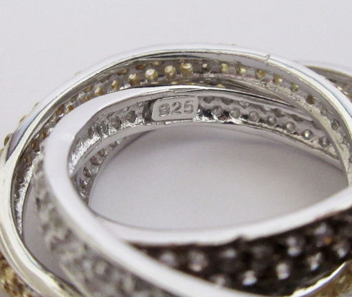 NIEUW Zilveren 3-in-1 ring zirkonia 3kleuren, INCLUSIEF VERZENDEN. - Afbeelding 7
