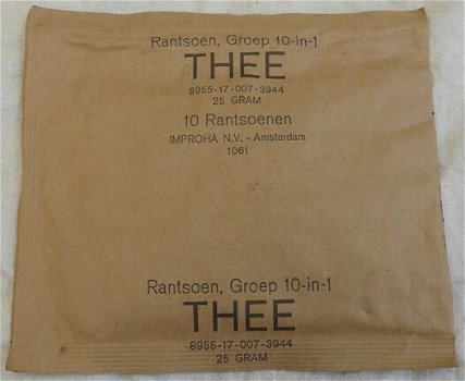 Rantsoen Pakje, GROEP 10-IN-1, Thee, Koninklijke Landmacht, 1961.(Nr.1) - 0