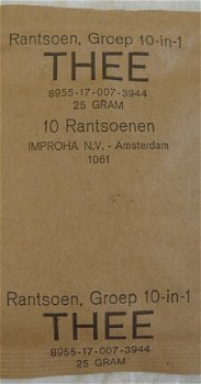 Rantsoen Pakje, GROEP 10-IN-1, Thee, Koninklijke Landmacht, 1961.(Nr.1) - 1