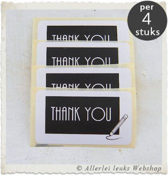 Witte stickers tekst THANK YOU 60x30mm - 1