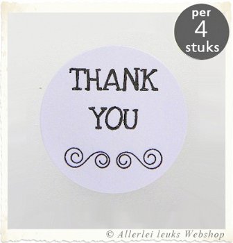 Witte stickers tekst THANK YOU 60x30mm - 4