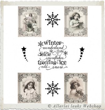 Knipvel 245 vintage kerst plaatjes winter sneeuw A4 plaatjes - 2