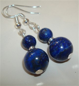 Sterling silverplated oorbellen met Lapis Lazuli - 1