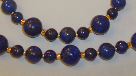 Armband van Lapis Lazuli met zilver- of goudkleurige kralen - 2