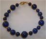 Armband van Lapis Lazuli met zilver- of goudkleurige kralen - 6 - Thumbnail