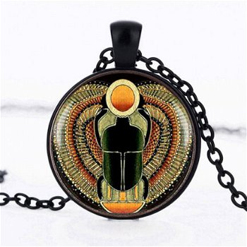 amulet egypte scarabee met ketting vintage retro mestkever spiritueel sieraad - 2