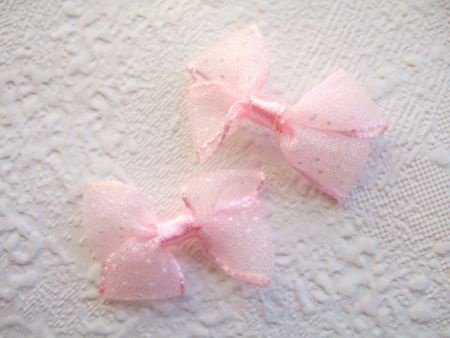 Organza polkadot strikje ~ Roze - 4