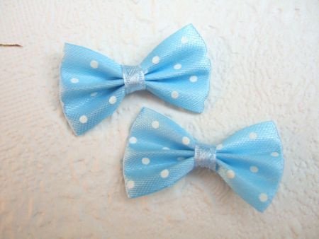 Satijnen polkadots strikje ~ 3 cm ~ Blauw - 1