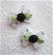 Schattig wit organza strikje met zwart roosje ~ 3 cm - 2 - Thumbnail