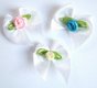 Mooi wit strikje met gekleurd roosje ~ Geel - 3 - Thumbnail