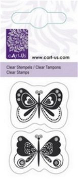 SALE NIEUW 2 Clear Stempels Fantasy Butterflies van Cart-us - 1