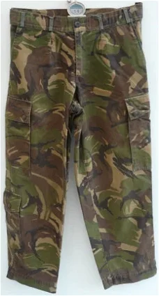 Broek, Gevechts, Uniform, KL, M93, Woodland Camouflage, maat: 7080/8090, 1990.(Nr.1)