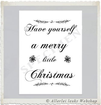 Tekst kaart linnen karton merry little christmas 10.5x15cm - 1