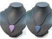 Dames ketting kort met paarse blauwe houten hanger hart sieraden online - 1 - Thumbnail