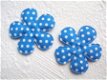 Katoenen bloem met stippen ~ 3,5 cm ~ Blauw - 1 - Thumbnail