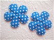 Katoenen bloem met stippen ~ 3,5 cm ~ Blauw - 2 - Thumbnail