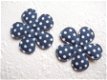 Katoenen bloem met stippen ~ 3,5 cm ~ Marine blauw - 1 - Thumbnail