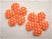 Katoenen bloem met stippen ~ 3,5 cm ~ Oranje - 1 - Thumbnail