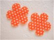 Katoenen bloem met stippen ~ 3,5 cm ~ Oranje - 2 - Thumbnail