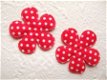 Katoenen bloem met stippen ~ 3,5 cm ~ Rood - 1 - Thumbnail