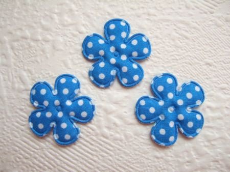 Katoenen bloem met stippen ~ 2,5 cm ~ Blauw - 1