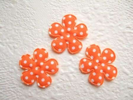 Katoenen bloem met stippen ~ 2,5 cm ~ Oranje - 1