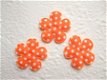 Katoenen bloem met stippen ~ 2,5 cm ~ Oranje - 1 - Thumbnail