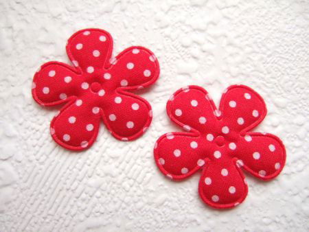 Katoenen polkadot bloem ~ 3,5 cm ~ Rood - 1