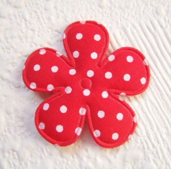 Katoenen polkadot bloem ~ 3,5 cm ~ Rood - 2