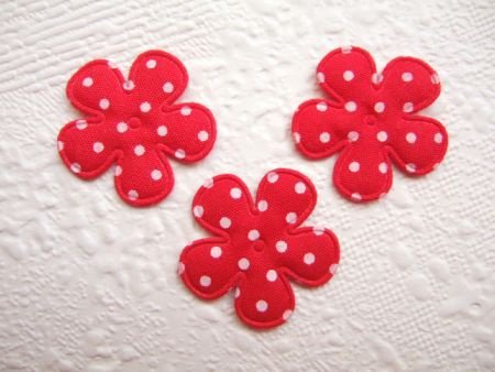 Katoenen polkadot bloemetje ~ 2,5 cm ~ Rood - 1