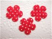 Katoenen polkadot bloemetje ~ 2,5 cm ~ Rood - 1 - Thumbnail