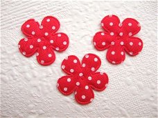 Katoenen polkadot bloemetje ~ 2,5 cm ~ Rood