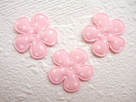 Katoenen polkadot bloemetje ~ 2,5 cm ~ Roze - 1
