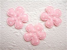 Katoenen polkadot bloemetje ~ 2,5 cm ~ Roze