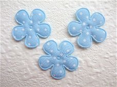 Katoenen polkadot bloemetje ~ 2,5 cm ~ Blauw
