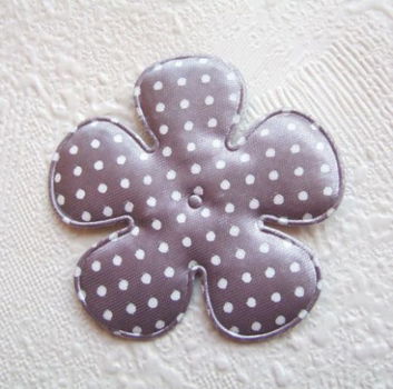 Satijnen polkadots bloem ~ XL / 6,5 cm ~ Grijs - 1