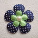 Satijnen polkadots bloem ~ XL / 6,5 cm ~ Grijs - 4 - Thumbnail