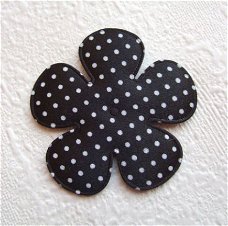 Satijnen polkadots bloem ~ XL / 6,5 cm ~ Zwart