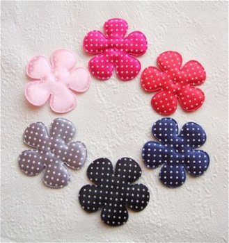 Satijnen polkadots bloem ~ XL / 6,5 cm ~ Roze - 2