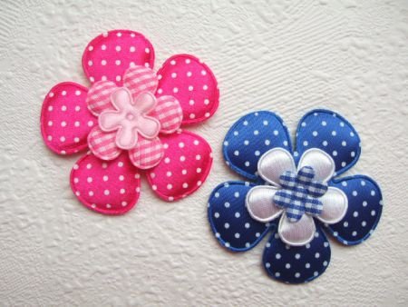 Satijnen polkadots bloem ~ XL / 6,5 cm ~ Roze - 3