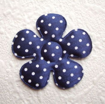 Satijnen polkadots bloem ~ L / 5 cm ~ Marine blauw - 1