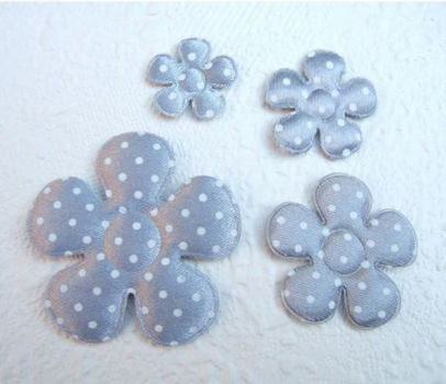 Satijnen polkadots bloem ~ L / 5 cm ~ Marine blauw - 2