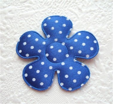 Satijnen polkadots bloem ~ L / 5 cm ~ Konings blauw - 1