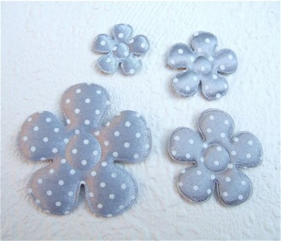 Satijnen polkadots bloem ~ L / 5 cm ~ Konings blauw - 2