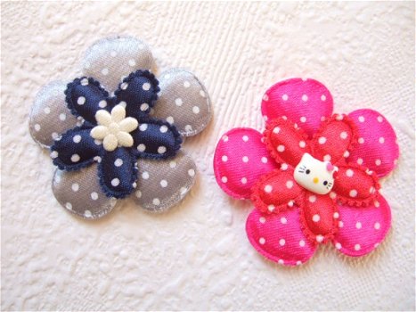 Satijnen polkadots bloem ~ L / 5 cm ~ Konings blauw - 3