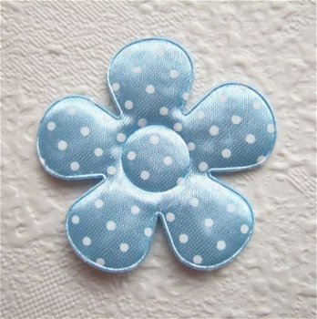 Satijnen polkadots bloem ~ L / 5 cm ~ Licht blauw - 1