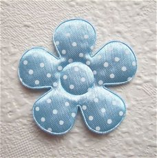 Satijnen polkadots bloem ~ L / 5 cm ~ Licht blauw
