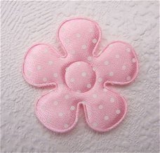 Satijnen polkadots bloem ~ L / 5 cm ~ Roze