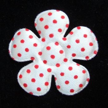 Satijnen polkadots bloem ~ L / 5 cm ~ Wit / Rood - 1